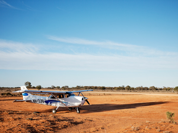 A small plane in Mungo National Park in NSW