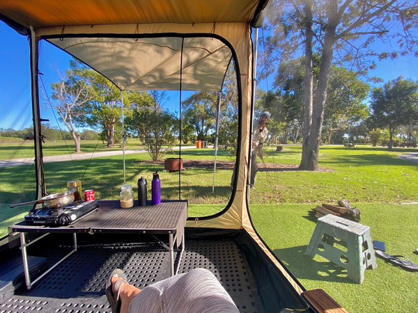 a tent surrounded by nature at BIG4 Saltwater Yamba Holiday Park