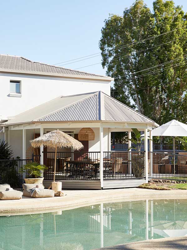 Brunswick exteriors showing the pool side in front