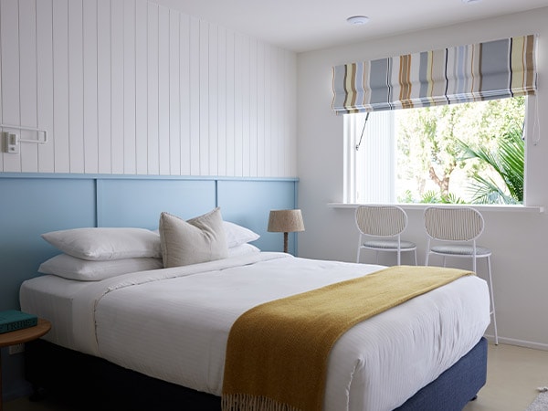 Bright room interiors of Bluewater Motel