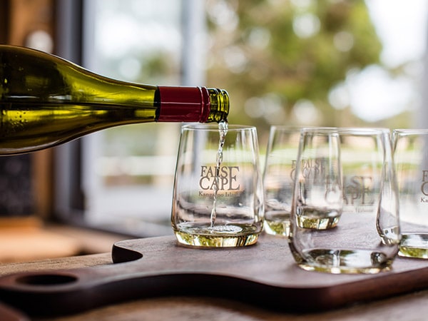 Pouring wine in a glass, False Cape Wines, Kangaroo Island, South Australia