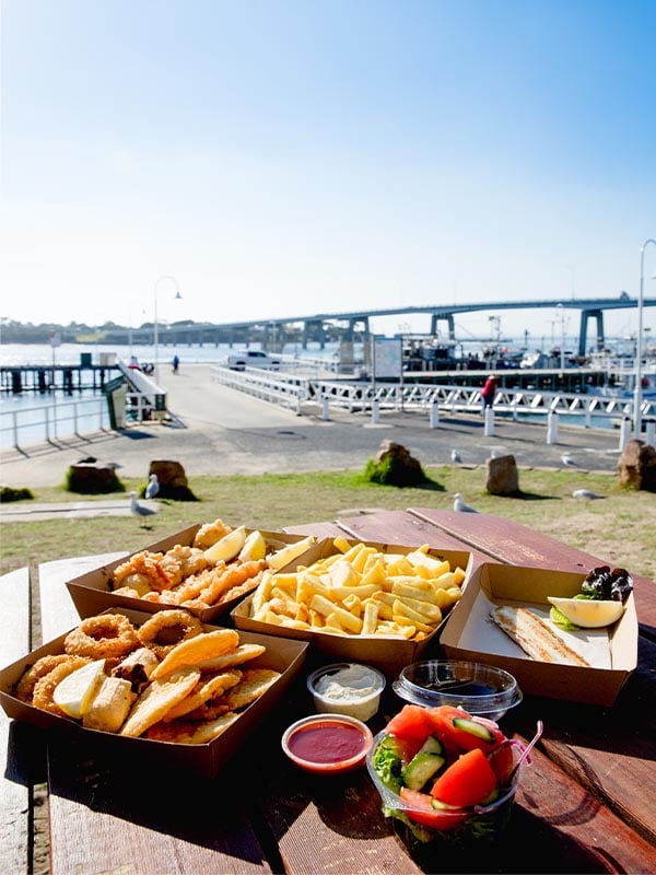 Fish and chips at San Remo Fishermans Co-op, Destination during a Phillip Island Roadtrip, Gippsland, VIC, Australia