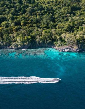 Aerial view of jet on Christmas Island
