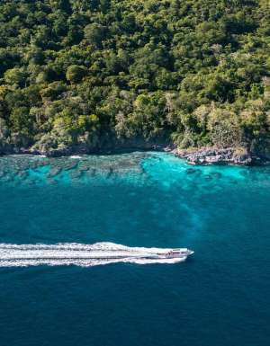 Aerial view of jet on Christmas Island