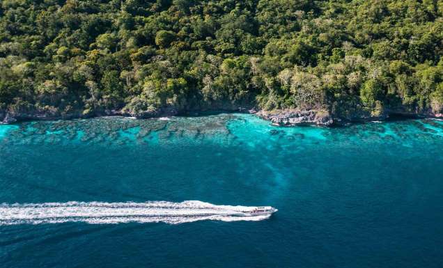Aerial view of jet on Christmas Island