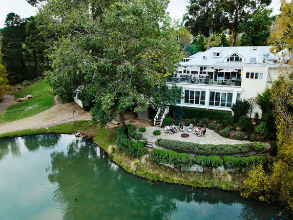 an aerial view of the Lake House, Daylesford
