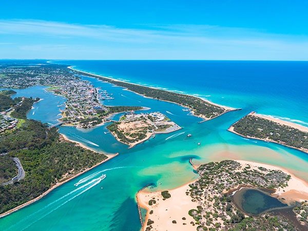 Aerial view, Lakes Entrance, Australia
