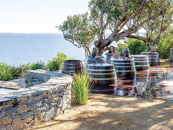 Soaking in tubs, Metung Hot Springs, Gippsland, VIC