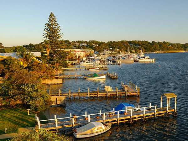 Sunset View of Metung Jetties, Gippsland, VIC, Australia