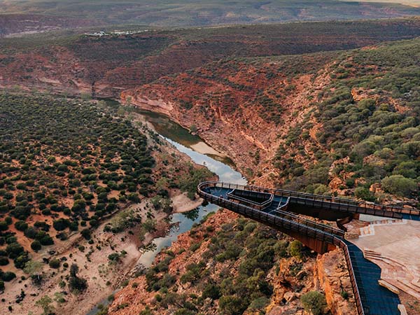 Aerial view of the Kalbarri Skywalk Kalbarri National Park_Image Credit Tourism Western Australia, part of the AAT Kings tour