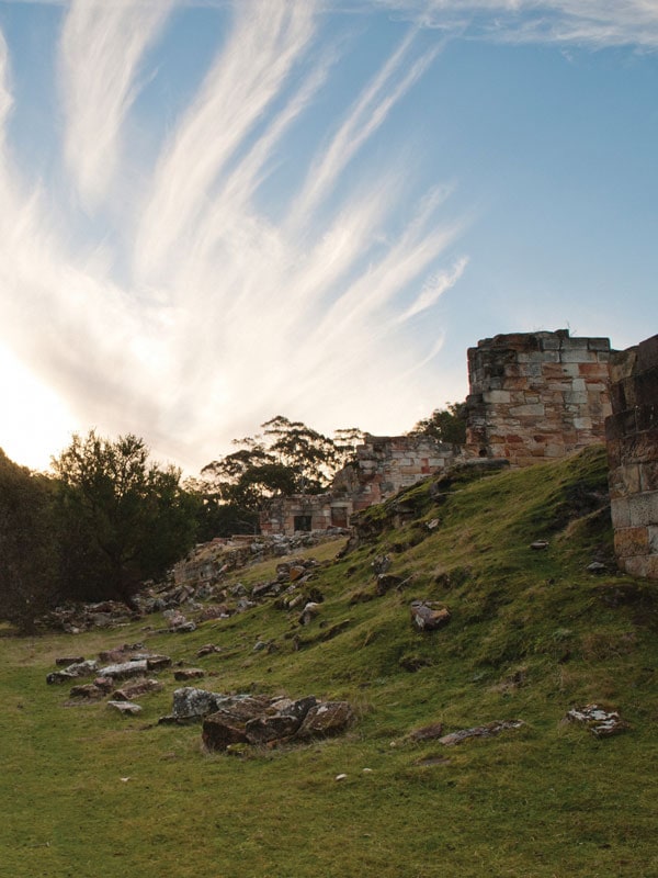 A landscape shot of the Coal Mines Historic Site. (Image: Tourism Tasmania and Port Arthur Historic Site Management Authority)