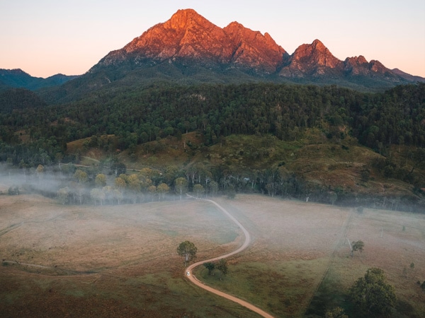 Drone shots of Mount Barney in the Gondwana Rainforests. (Image: Tourism and Events Queensland and Reuben Nutt)