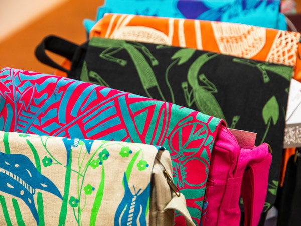 a colourful display of Gunbalaya artwork at the DAAF