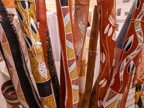 Aboriginal artwork on display at the Injalak Arts and Crafts Centre