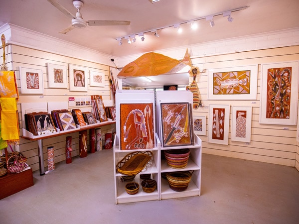 Aboriginal artwork on display at the Injalak Arts and Crafts Centre