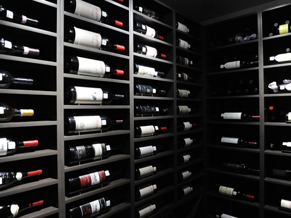 wine bottles on the shelf at The Barn Steakhouse