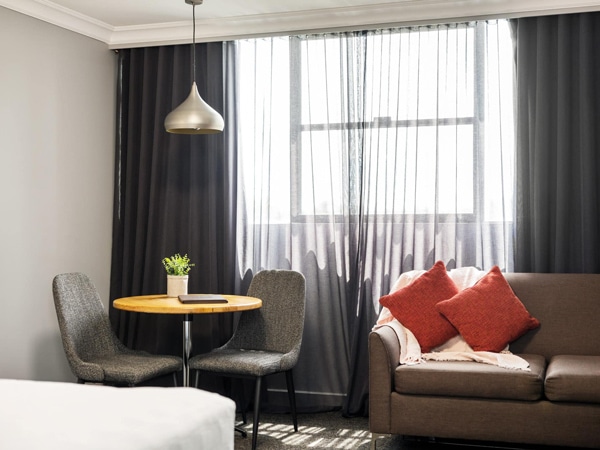 a modern suite at Townhouse Hotel Wagga Wagga