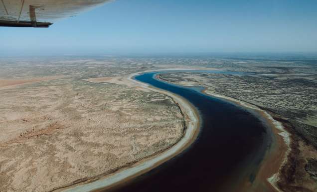 Oodnadatta Loop scenery from an airplane. (Credit: South Australian Tourism Commission)