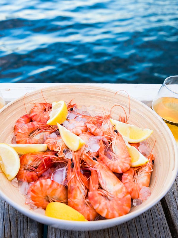 Prawns by the water