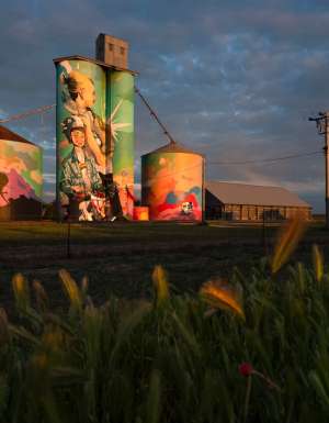 The Albacutya Silo by Kitt Bennett shows bright colours telling the story of growing up in the country. (Image: Visit Victoria/Anne Morely)
