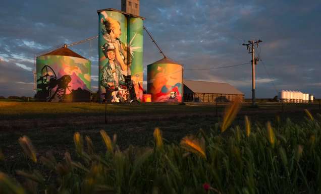 The Albacutya Silo by Kitt Bennett shows bright colours telling the story of growing up in the country. (Image: Visit Victoria/Anne Morely)