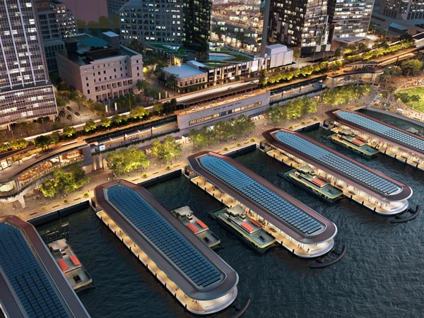 Aerial shot of the proposed new Circular Quay Renewal wharves. (Image: NSW Government)