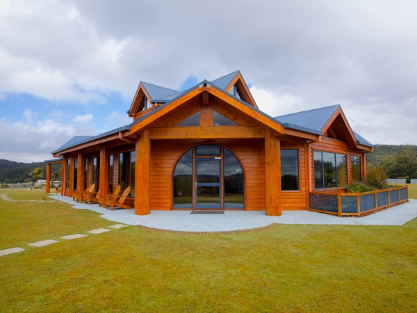 Tarkine Wilderness Lodge is constructed from beautiful Tasmanian timber, nestled on 200 acres of privately owned land within majestic wilderness of takayna/Tarkine. (Image: Pete Harmsen)