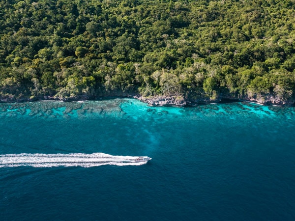 The coastline of Christmas Island. 