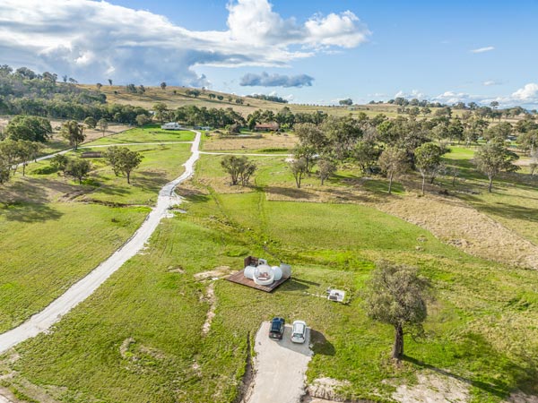Aerial view of Mirumiru bubbletents