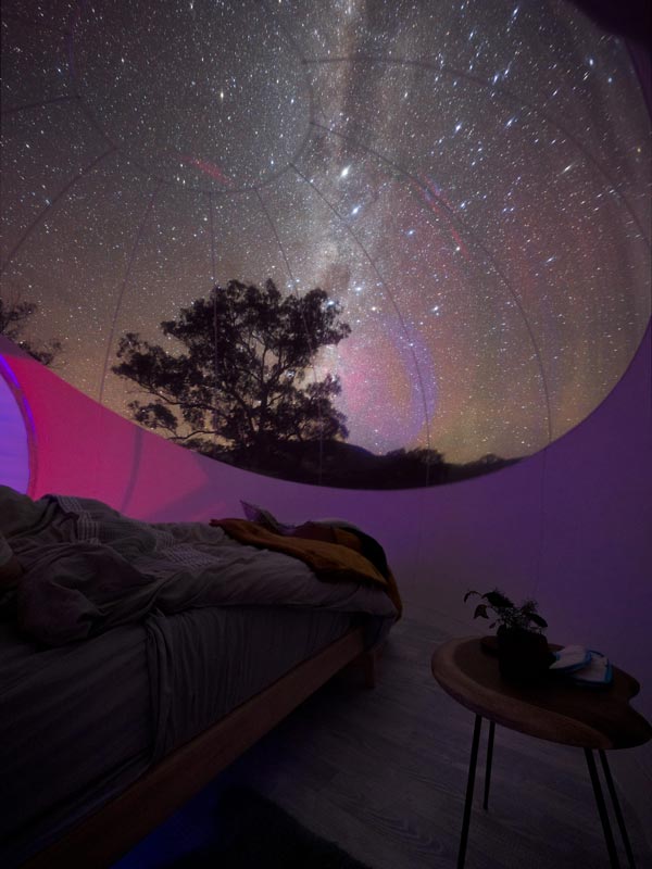 Stargazing at Mirumiru from inside the bubbletent