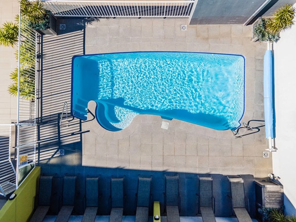 a top view of the pool at Albacore Apartments, Merimbula