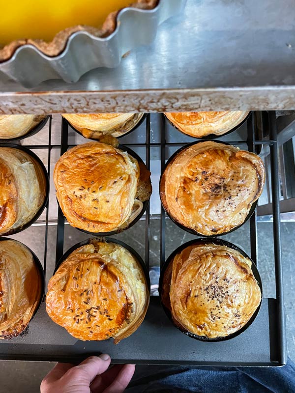 Pies fresh out of the oven at Austro Bakery.