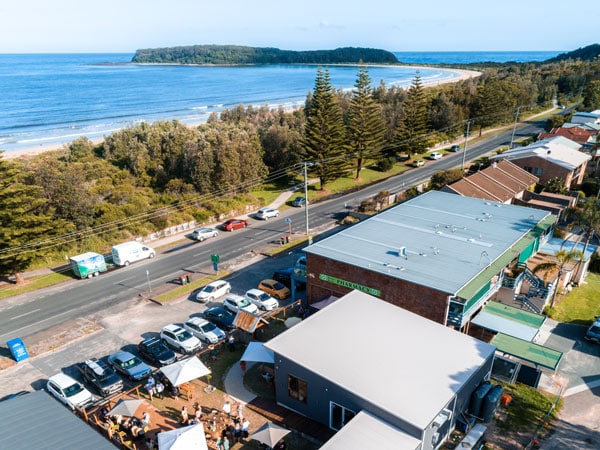 an aerial shot of Broulee Brewhouse, Batemans Bay