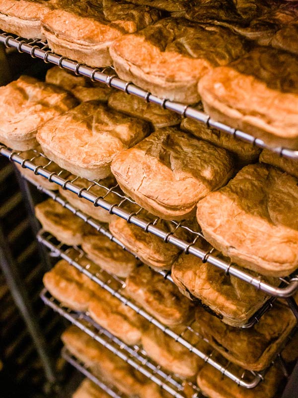 Rows of freshly baked Ganmain pies.