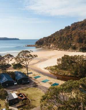 Aerial view of NRMA Ocean Beach Holiday Park