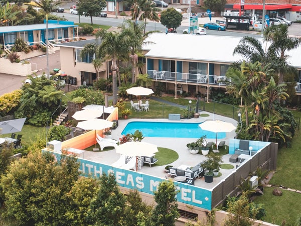 an aerial view of the South Seas Motel, Merimbula