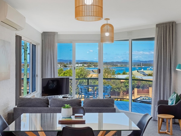 the stylish interior of The Palms Apartments Merimbula