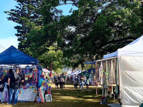 Stalls set up at Umina Markets on the Central Coast