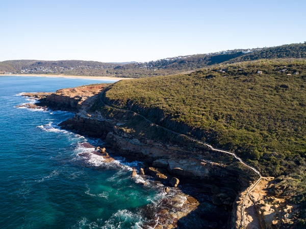 Aerial view of Bouddi National Park in Central Coast, Australia