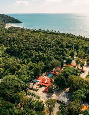 an aerial view of PK’s Jungle Village, Cape Tribulation accommodation