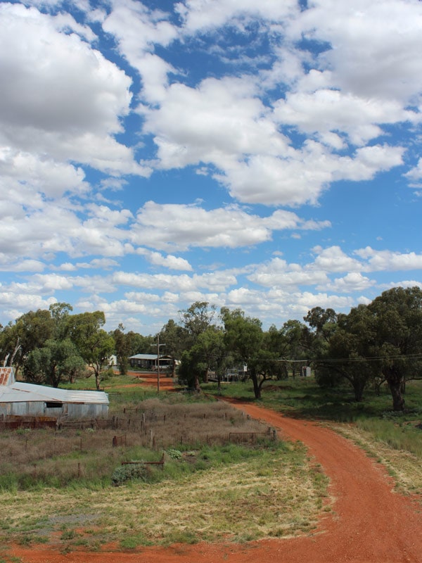 Countryside road in the Australian Outback leading to Callubri Station, NSW, Australia