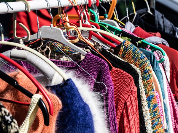 Old clothes at a flea market