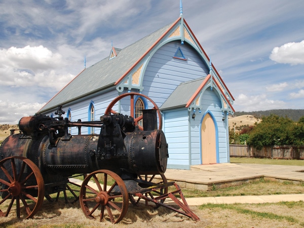 Blue chapel at Kempton, Tasmania, Australia
