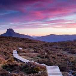 Sunrise view of the Overland Track in Tasmania, Australia