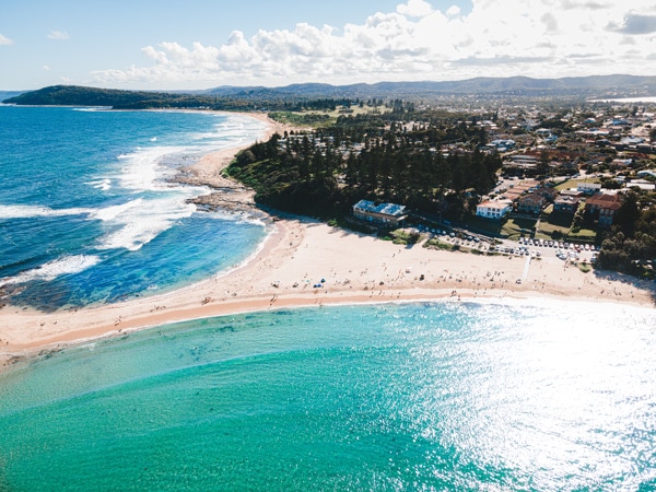 Aerial view of Toowoon Bay in Central Coast, Australia