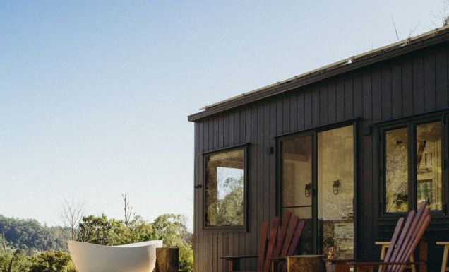 The outdoor tub at Tiny Aahana, an Into the Wild stay
