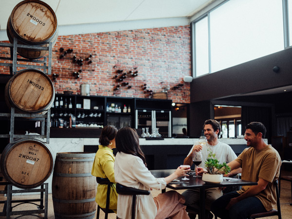friends dining inside Wills Domain, Margaret River