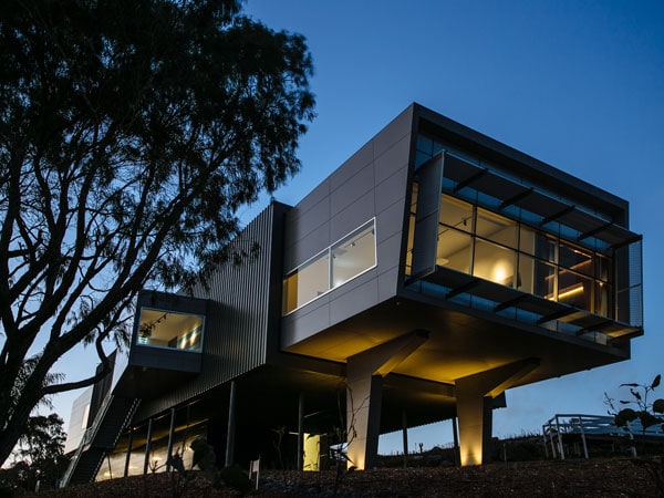Exterior shot of The National Anzac Centre, at night. The National Anzac Centre is located within the Princess Royal Fortress precinct of Albany Heritage Park.