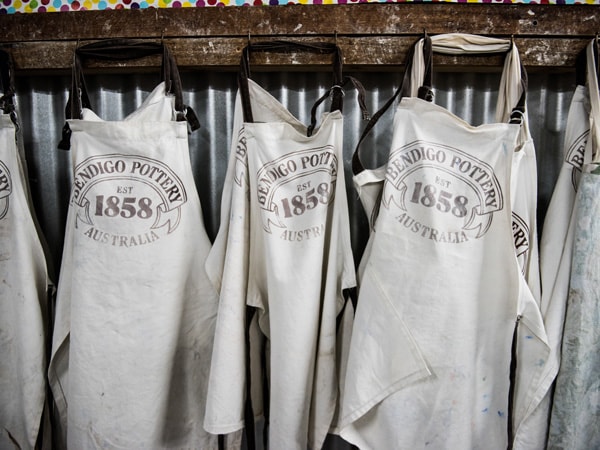 Aprons at Bendigo Pottery.