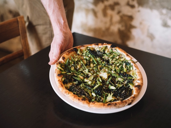 woodfired pizza at the Bridge Street Brewers